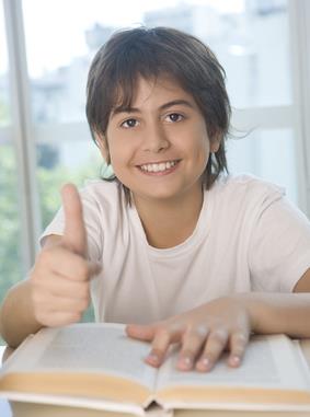 happy boy with book