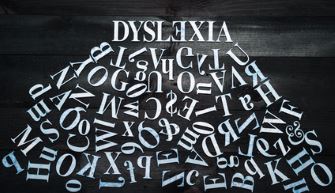 Dyslexia atop jumbled letters