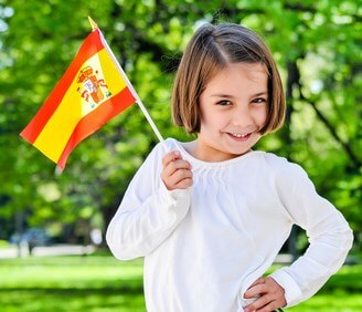 girl with Spanish flag